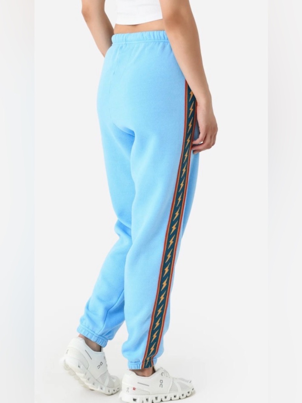 Aviator Nation “Bolt” Sky Blue Joggers with Lightning Bolt Side Tape